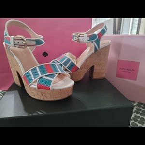 Kate Spade ‘Grace striped raffia platform sandals’